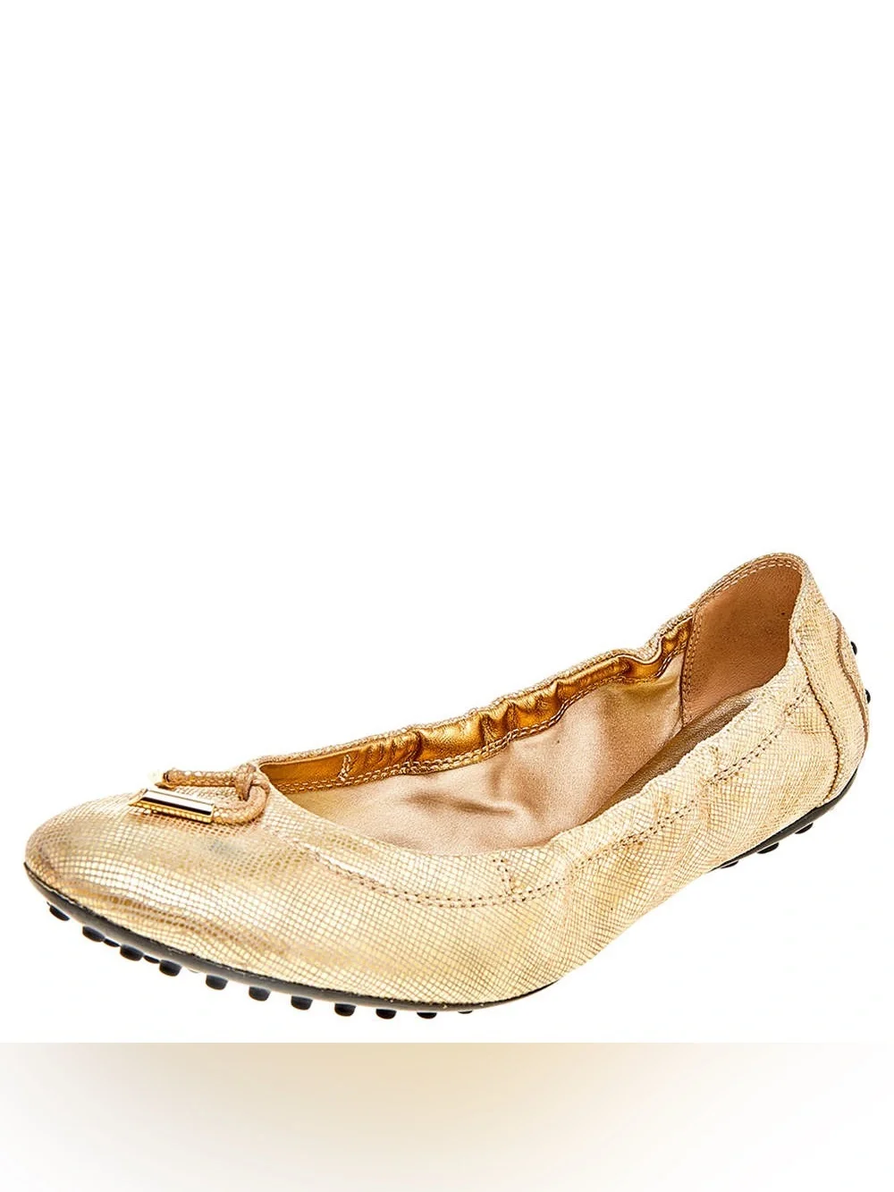 Tod’s Gommino Gold Leather Scrunch Ballet Flats Size 39